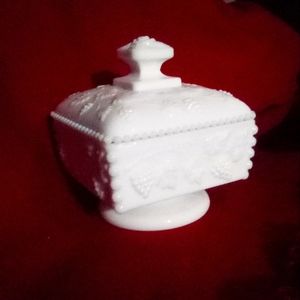 Milk Glass Pedestal Vanity Box